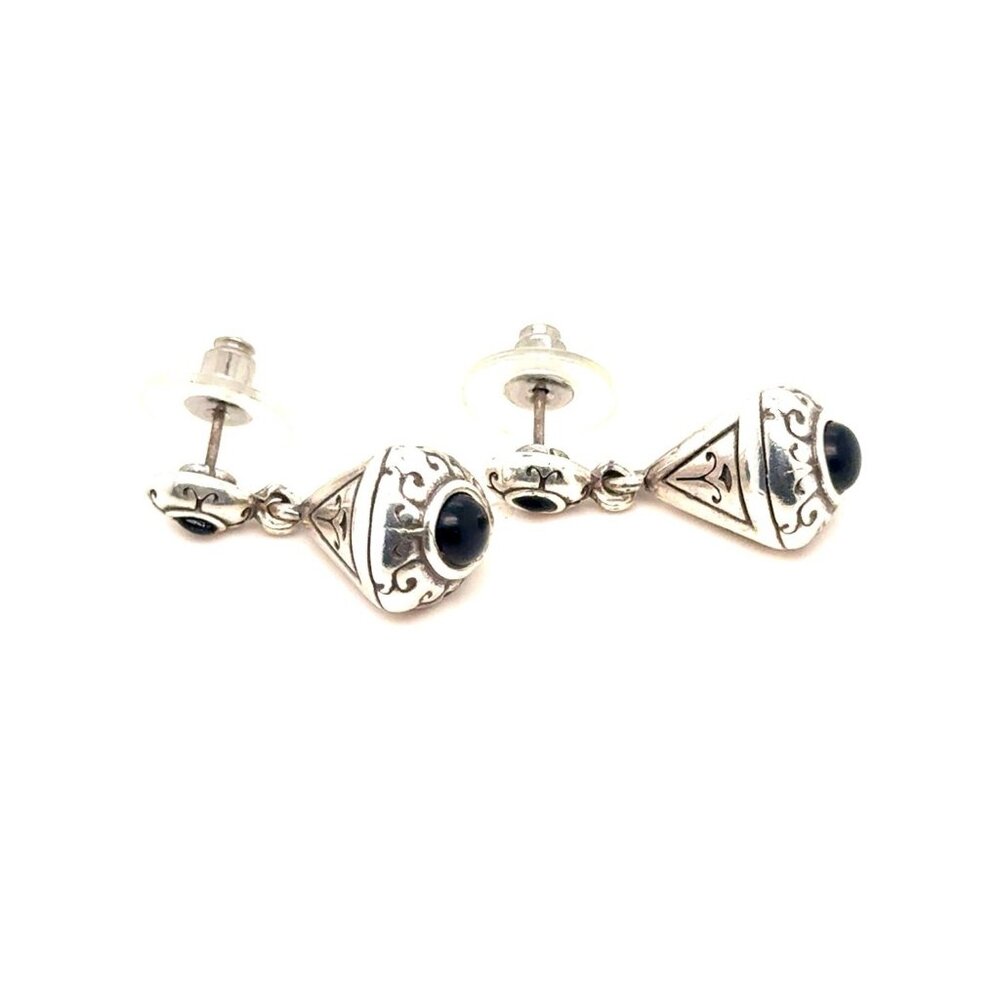 Brighton Tubular‎ Drop Black Stone Earrings